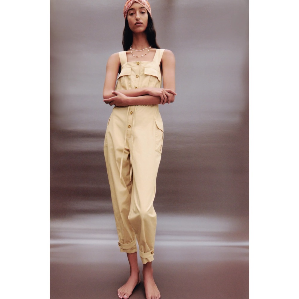 NWT Zara POPLIN CARGO JUMPSUIT